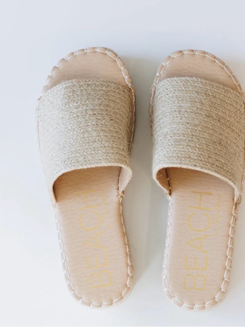Beach Natural Woven Slide Sandals - Neutral - they run big like 8-1/2